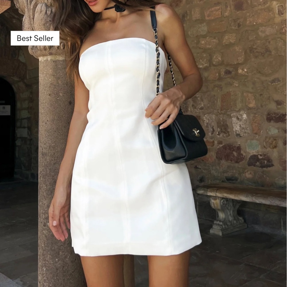 Meshki “Maci” Crepe white mini dress